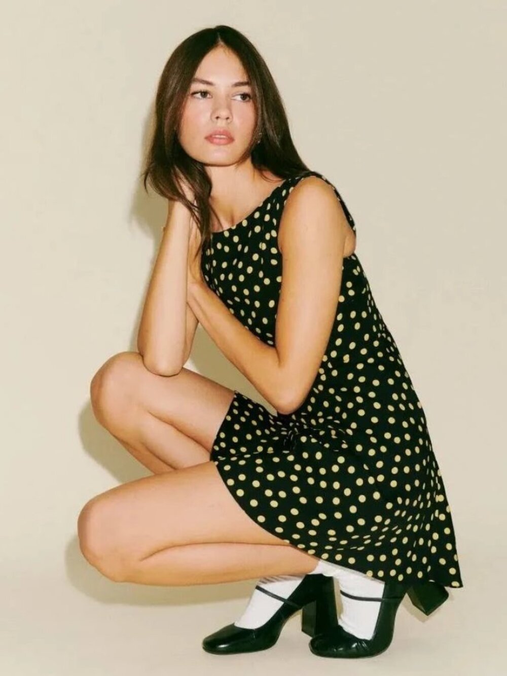 Reformation Elva Dress yellow polka dot barely worn
